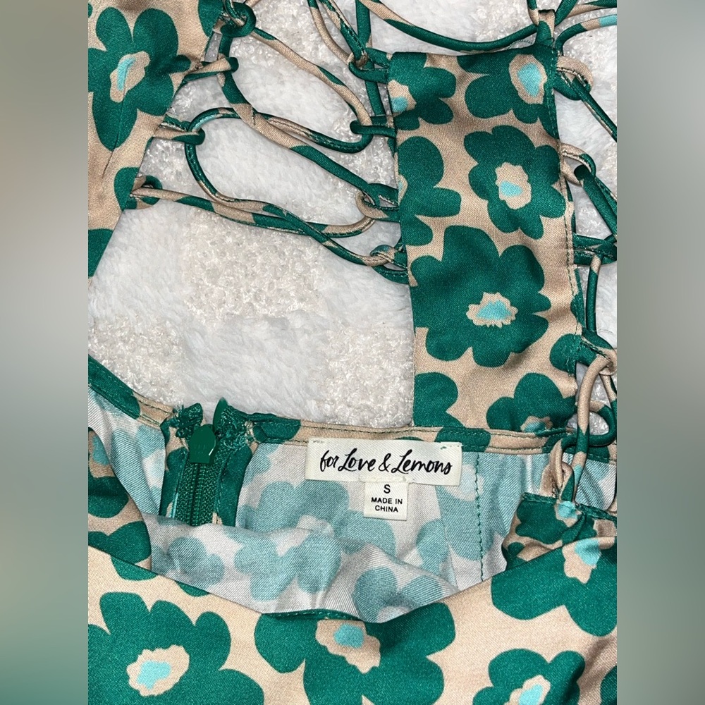 For Love & Lemons Green Floral Lincoln Midi Dress • Small - Picture 9 of 16